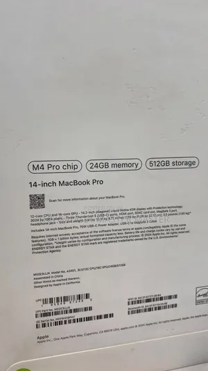 New Laptop Apple MacBook Pro 2024 M4 Pro 14-Inch 24GB SSD 512GB