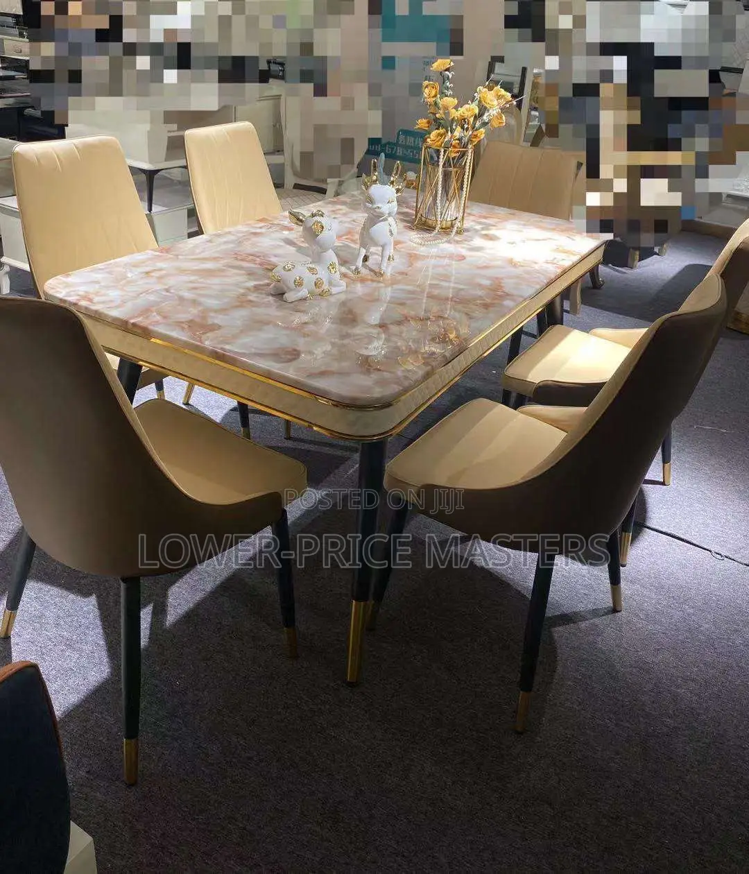 Classy 6 Chairs Marble Dining Table