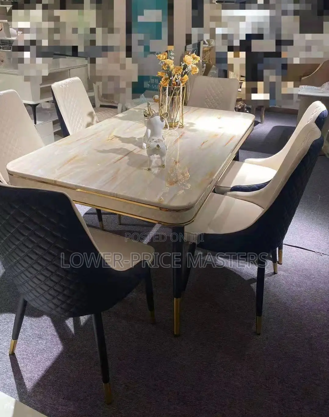 Classy 6 Chairs Marble Dining Table