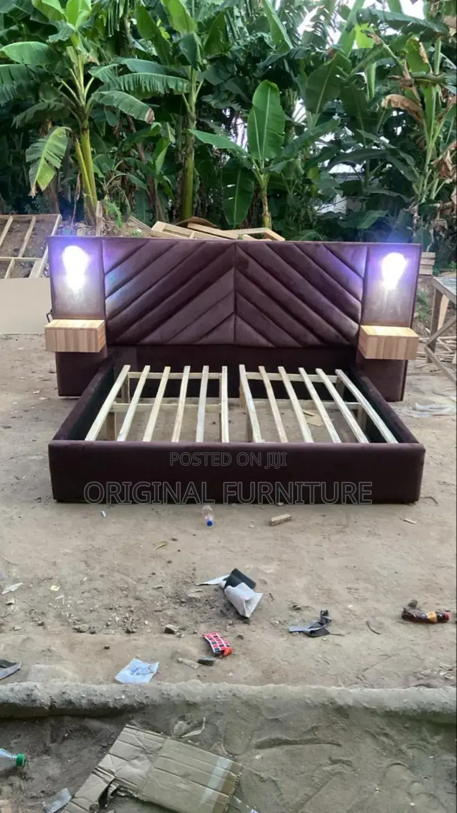 King Size Bed Frame Side Drawers and Light 