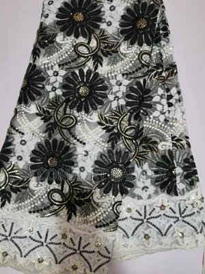 Beautiful White Lace With Black Embroidery and Sequin