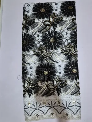 Beautiful White Lace With Black Embroidery and Sequin