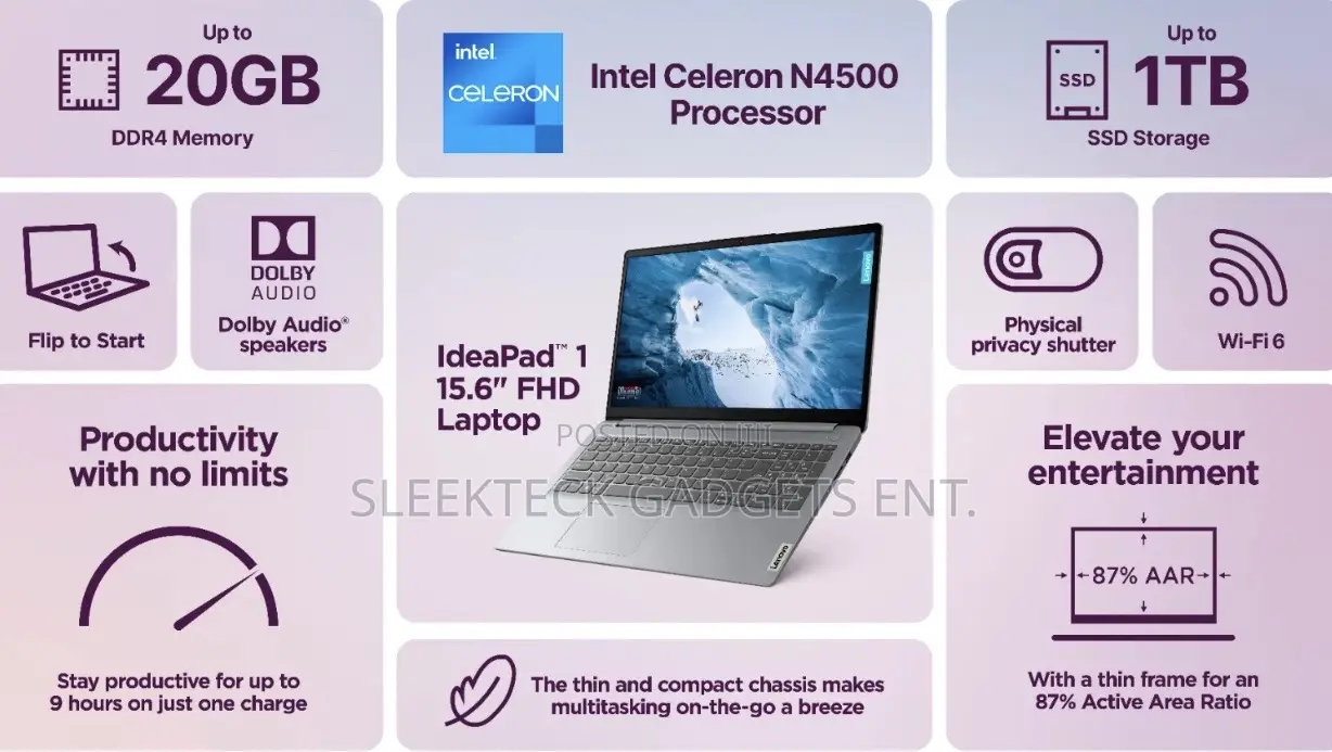 New Laptop Lenovo Ideapad 3 8GB Intel Core i5 SSD 256GB
