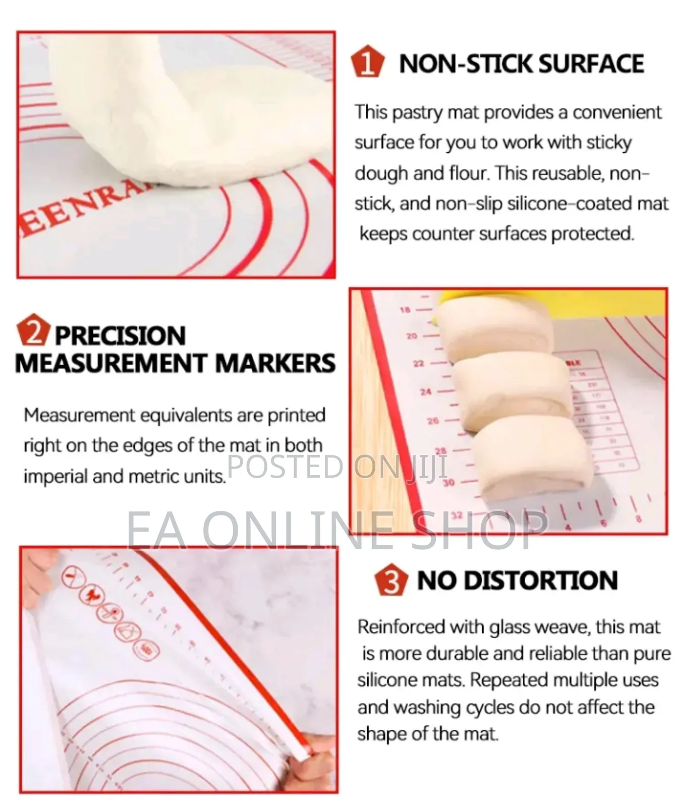 Food Graded Silicone Kneading Rolling Dough Making Mat 70x50cm