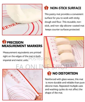 Food Graded Silicone Kneading Rolling Dough Making Mat 70x50cm