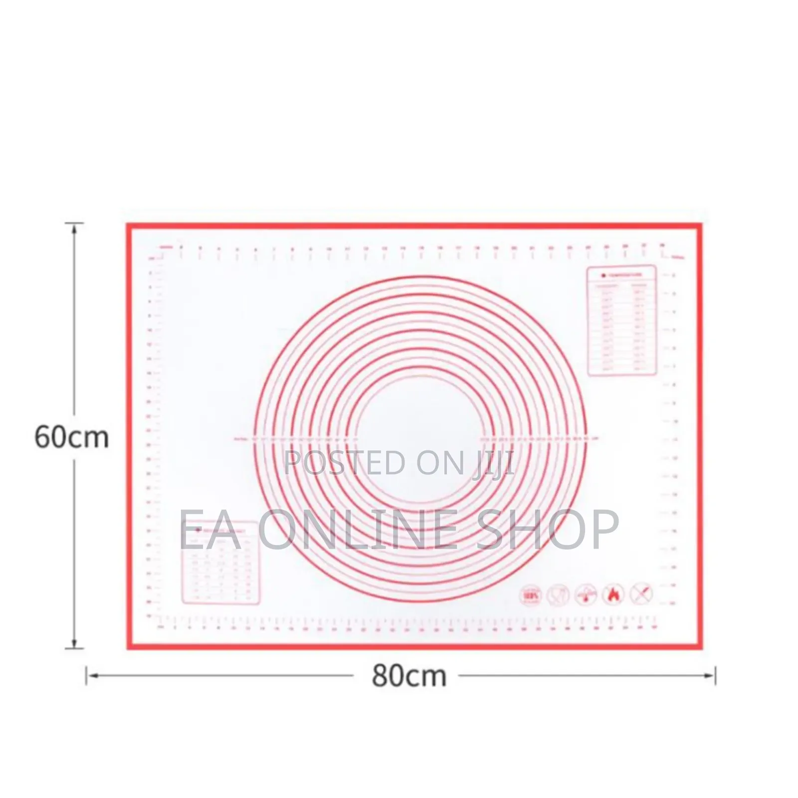 Food Graded Silicone Non Stick Kneading Dough Mat 80x60cm