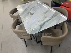 Marble Dining Sets With Leather Chairs Six Seater