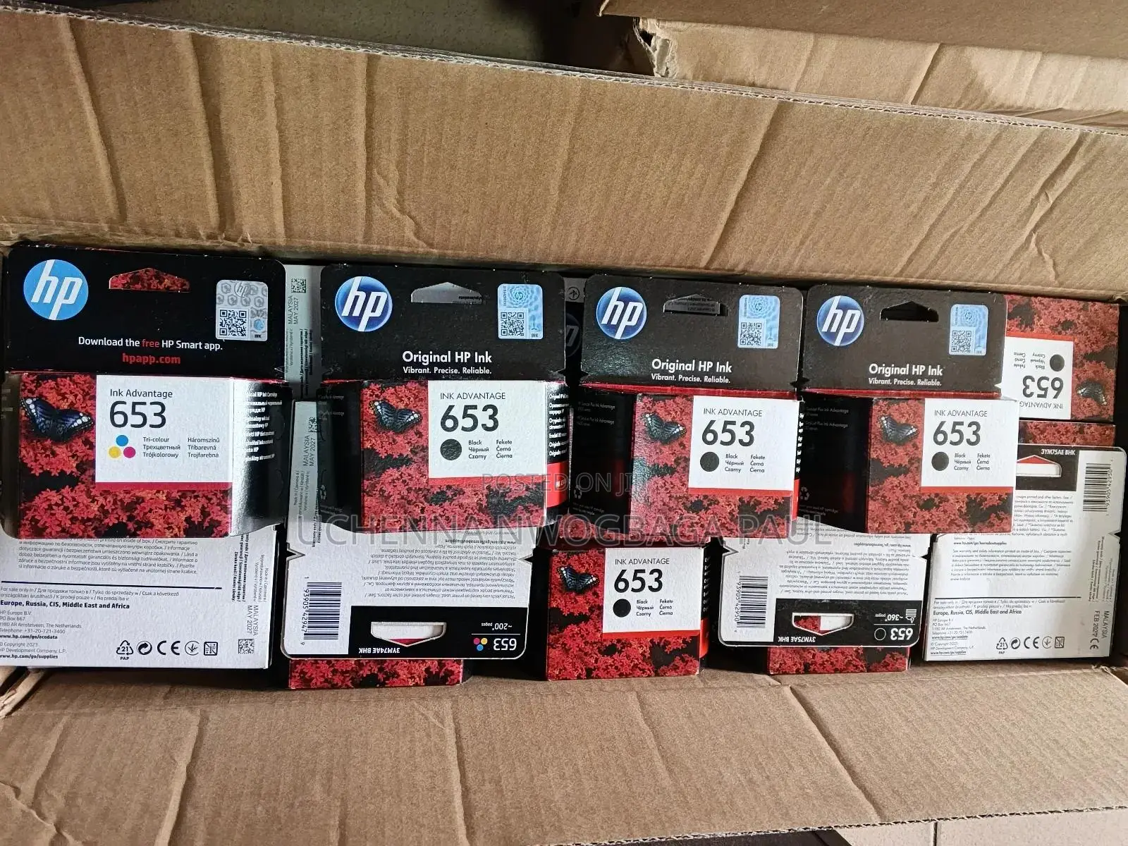Hp Ink Cartridges 653 Back and Colors