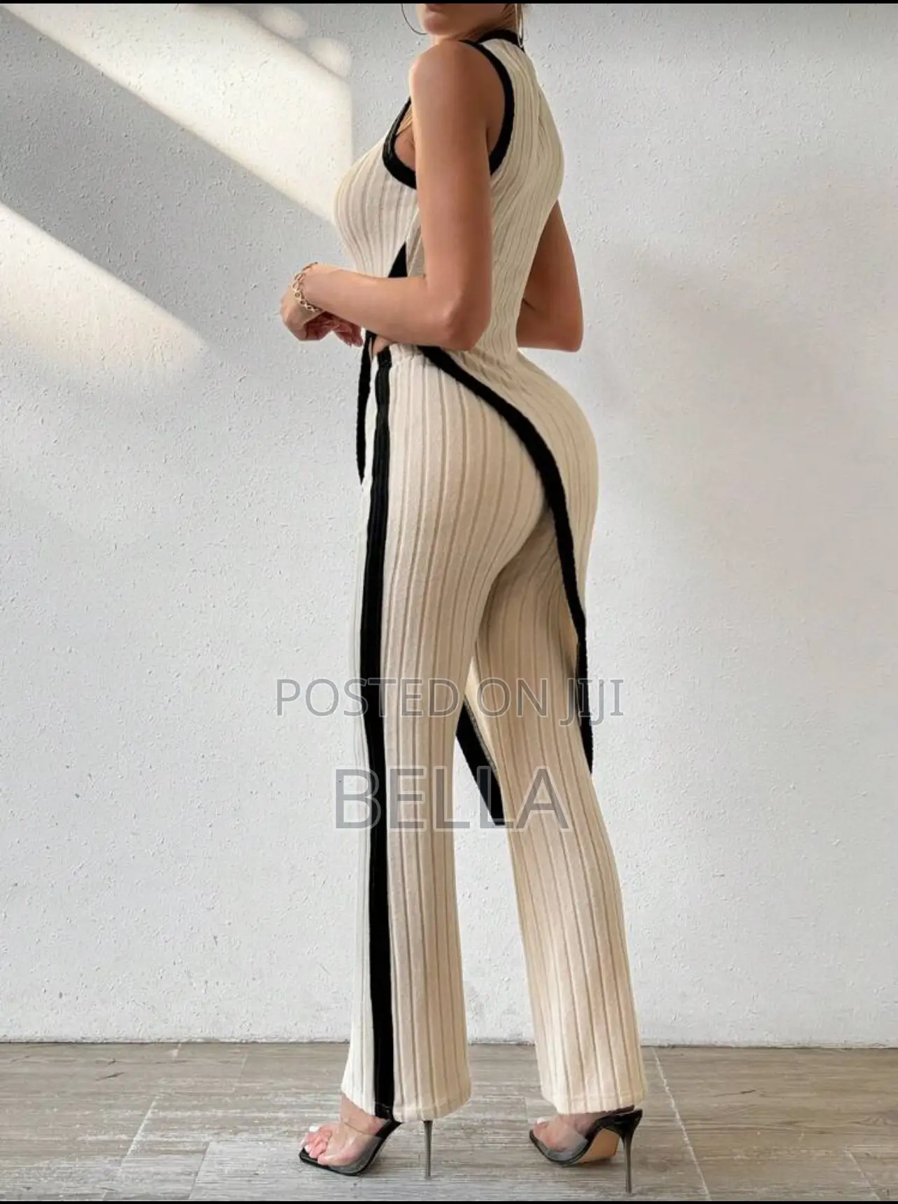 2 Pieces Set Hem Vest Flared Pants.
