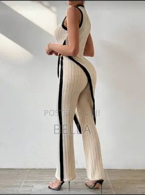 2 Pieces Set Hem Vest Flared Pants.