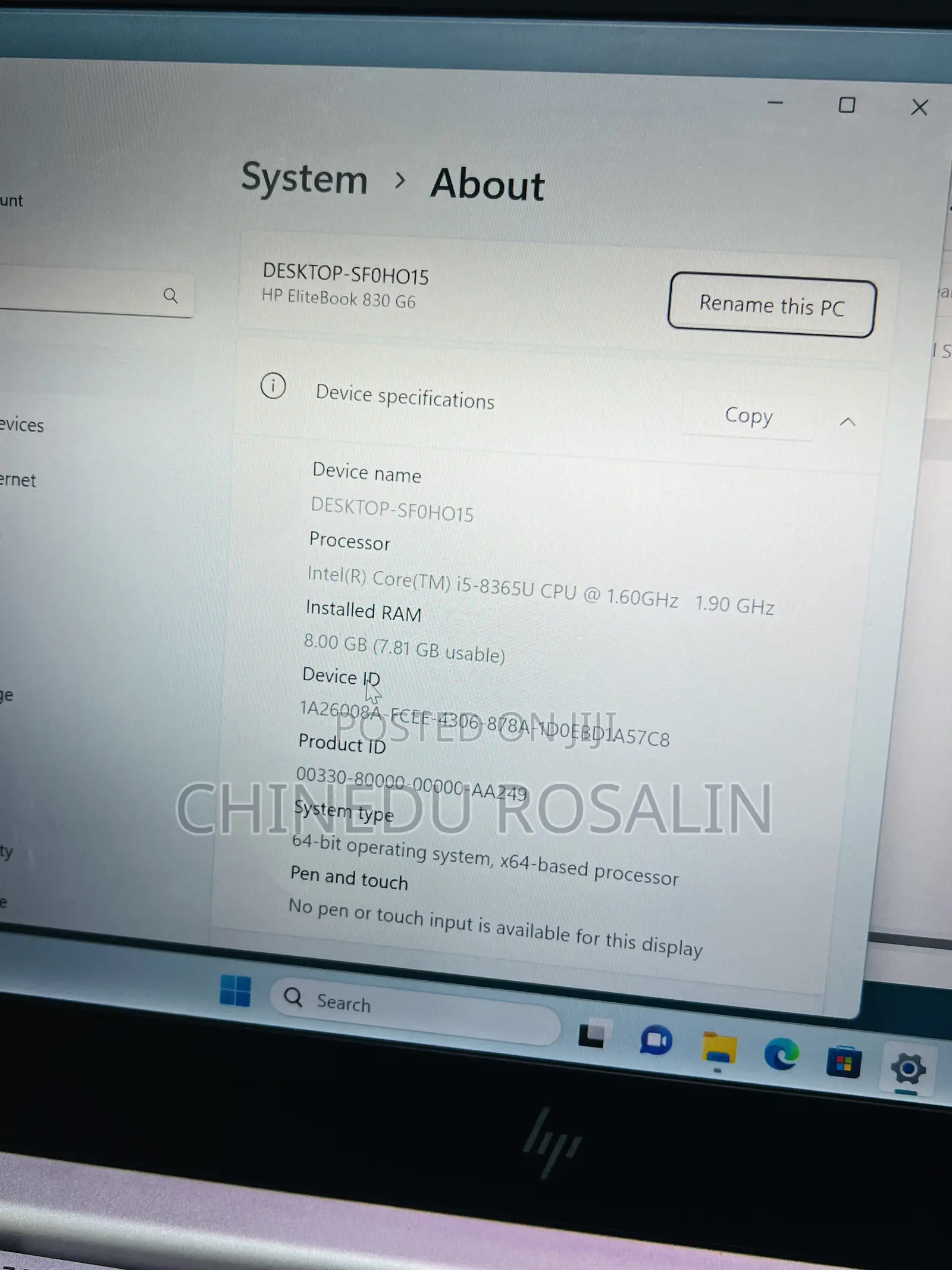 Laptop HP EliteBook 830 G6 8GB Intel Core i5 SSD 256GB