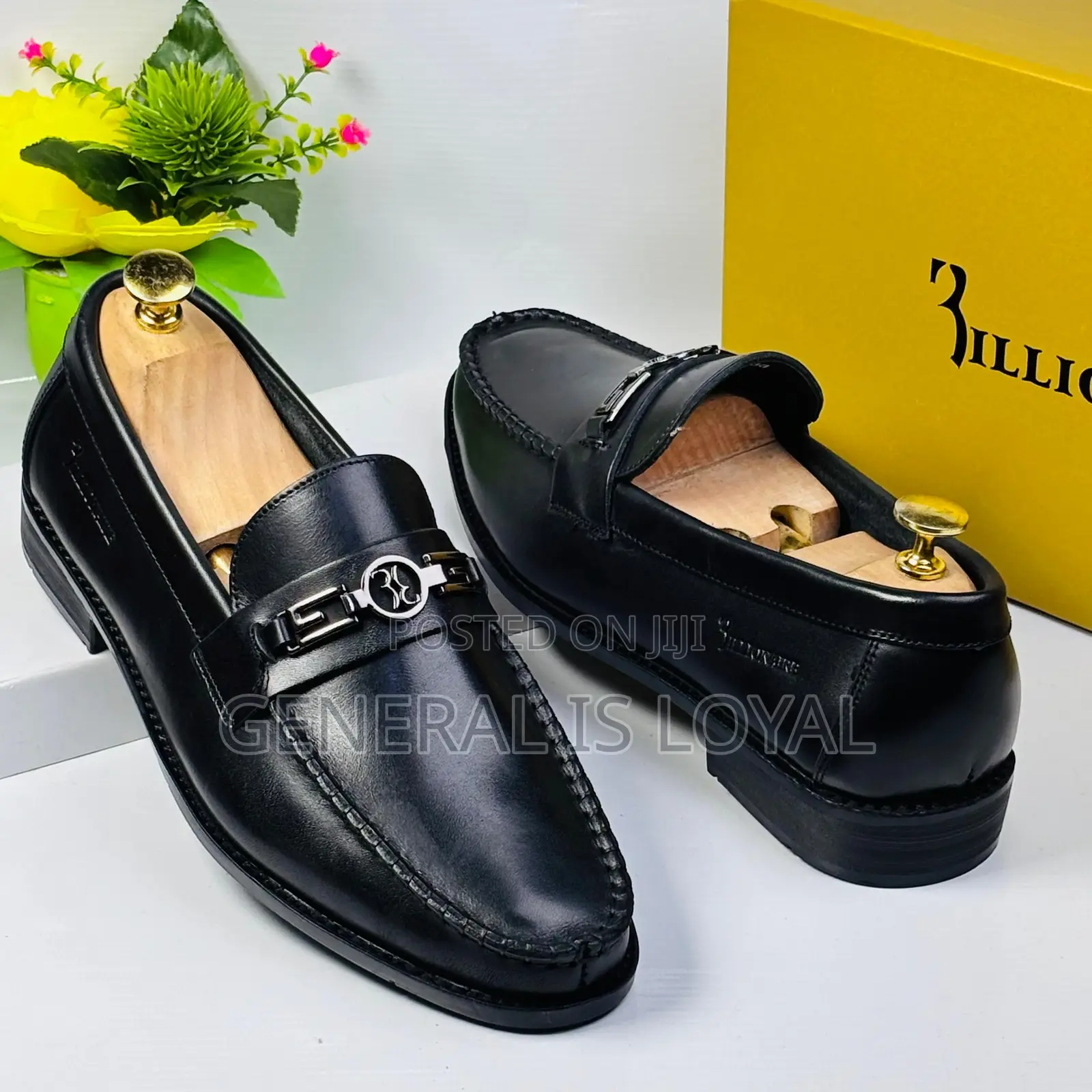 Billionaire Black Leather Penny Loafers Shoe