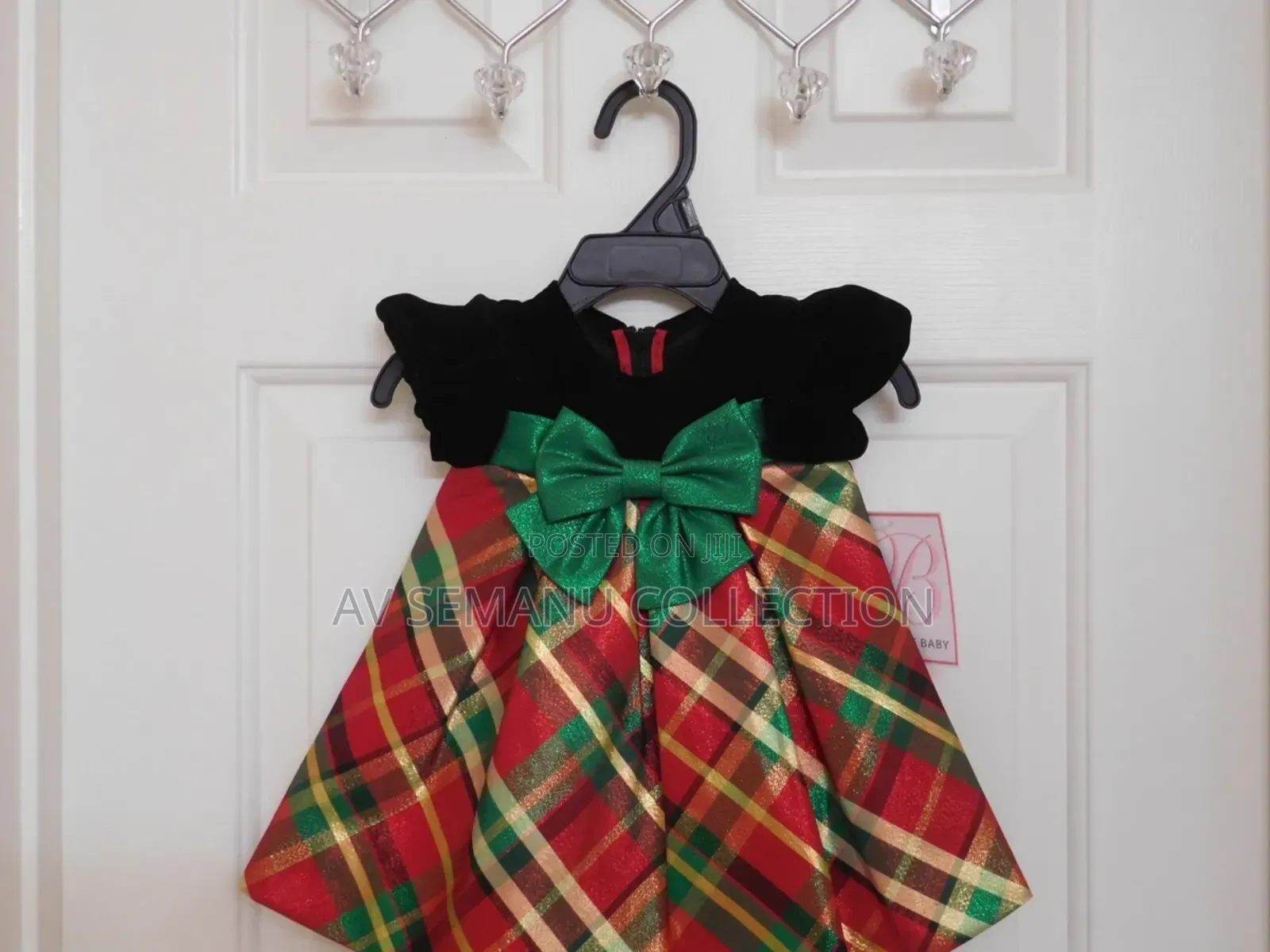 NWT Bonnie Baby Black Velvet Plaid Shimmer Skirt Christmas Dress