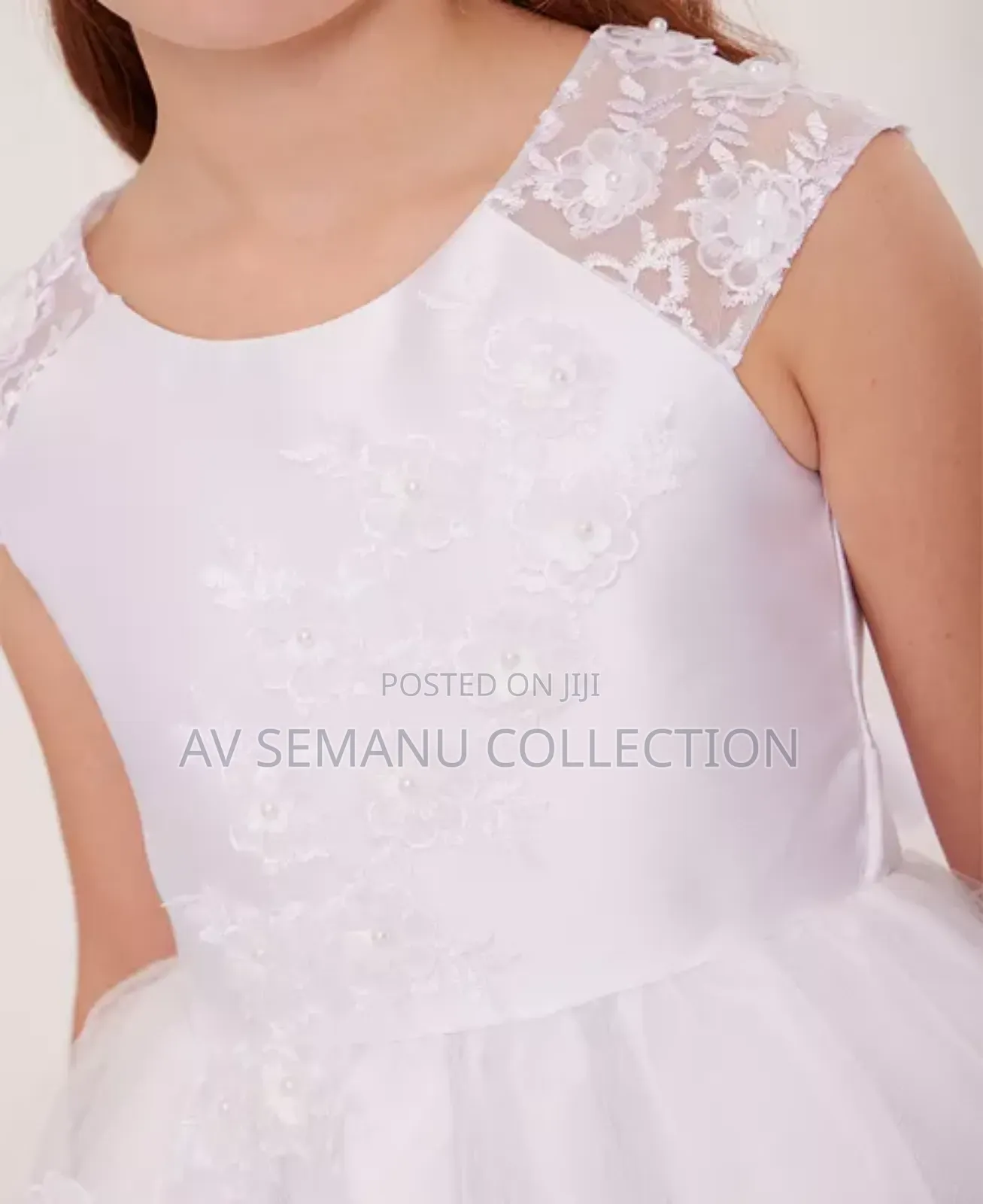 Bonnie Jean Girls' Flower Cascade Communion Dress - White