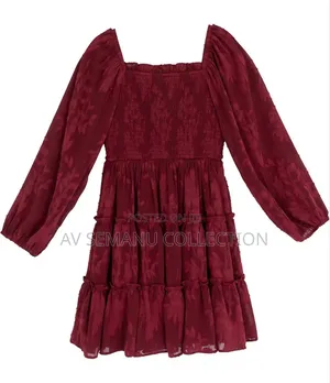 Rare Editions Big Girls Smocked Burnout Chiffon Long Sleeve Dress