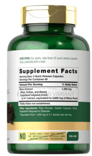 Maca Root(Red, Yellow And Black) 4800mg Per Serving | 180 Capsules