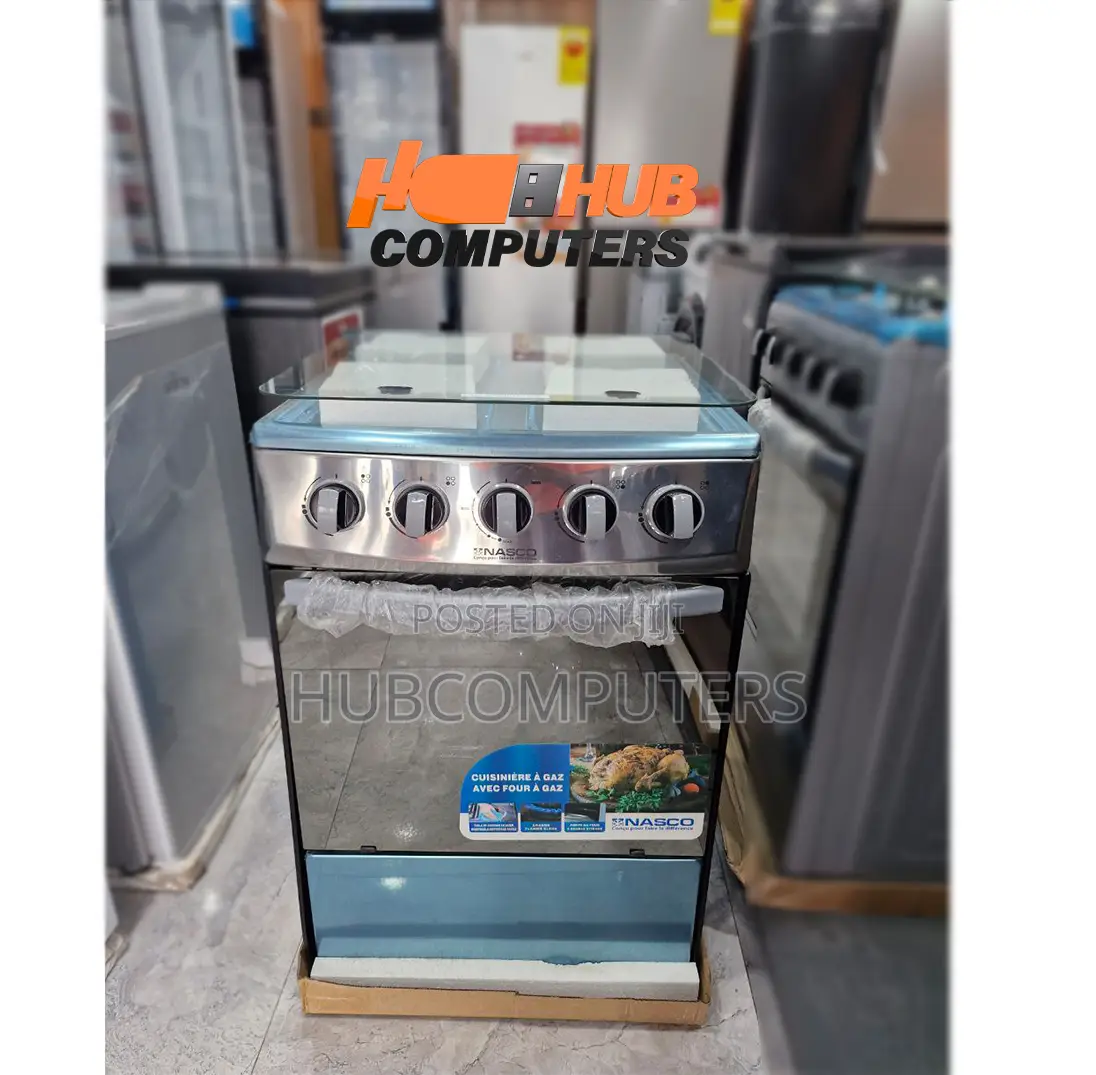 Nasco-Nasgc-50x50sct Z Gas Cooker 4 Burner 50x50cm Silver Oven