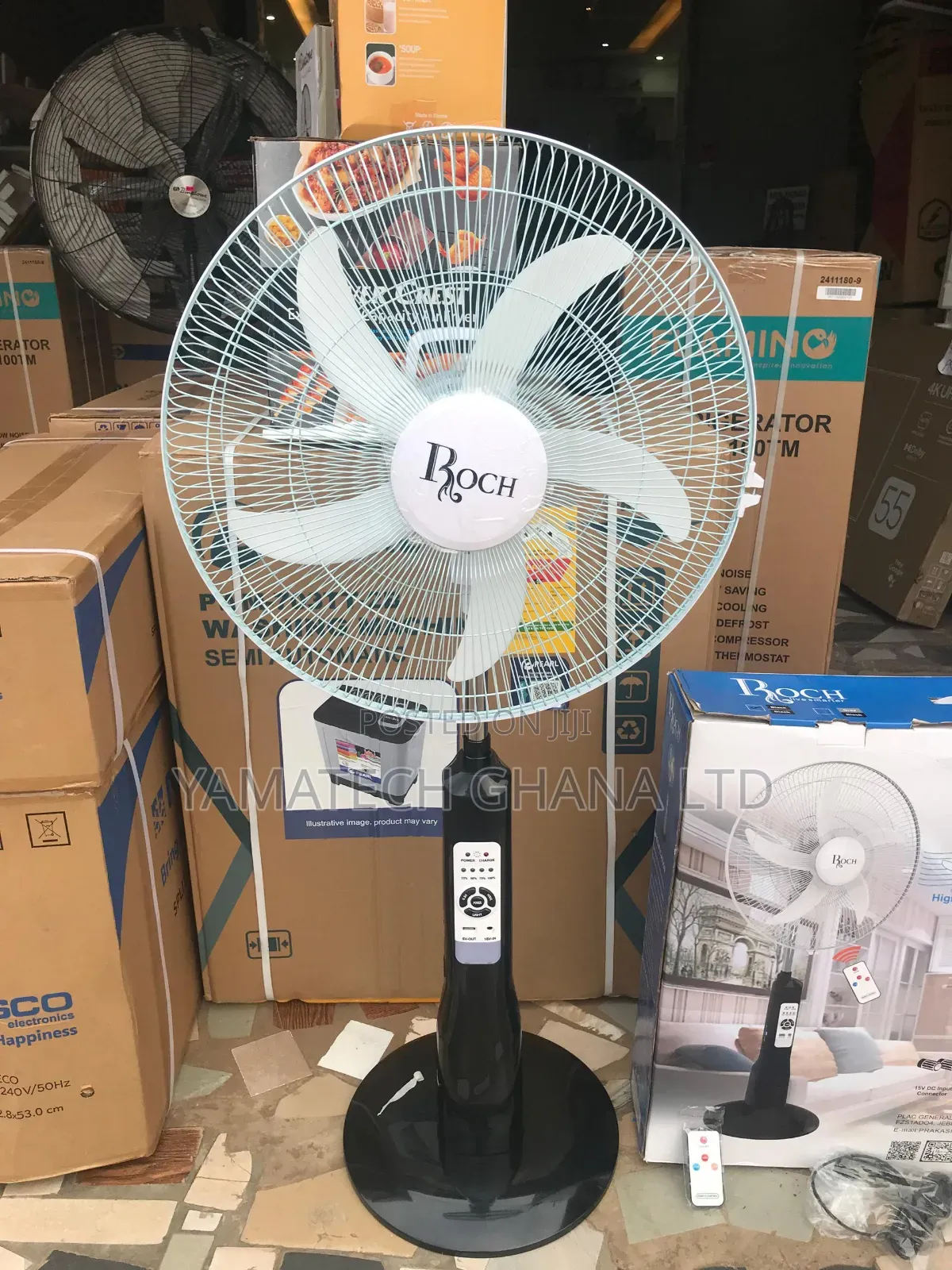 Original Roch Rechargeable Standing Fan With Remote Control