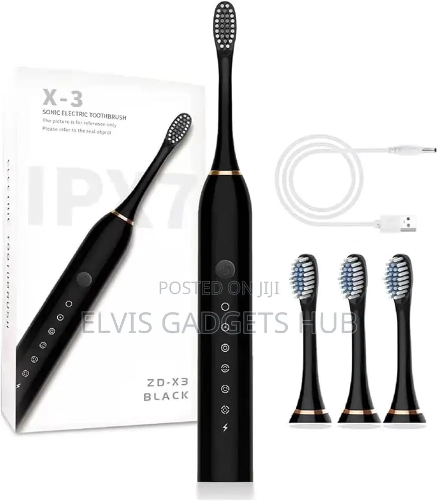 X3 Sonic Electric Toothbrush Ipx-7 Water Resistant With 4 Brushes