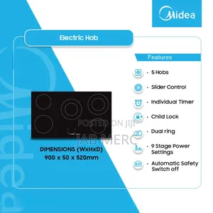Discount Midea 5 Burner Electric Hob Vero-Ceramic Black Glass Top