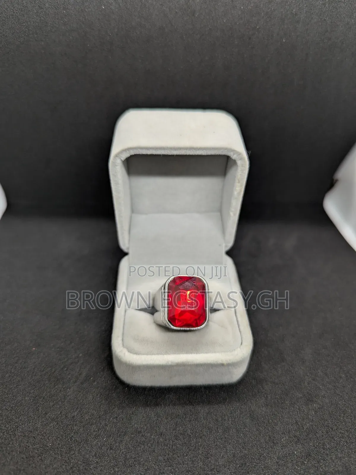Red Garnet Stone Signet Rings