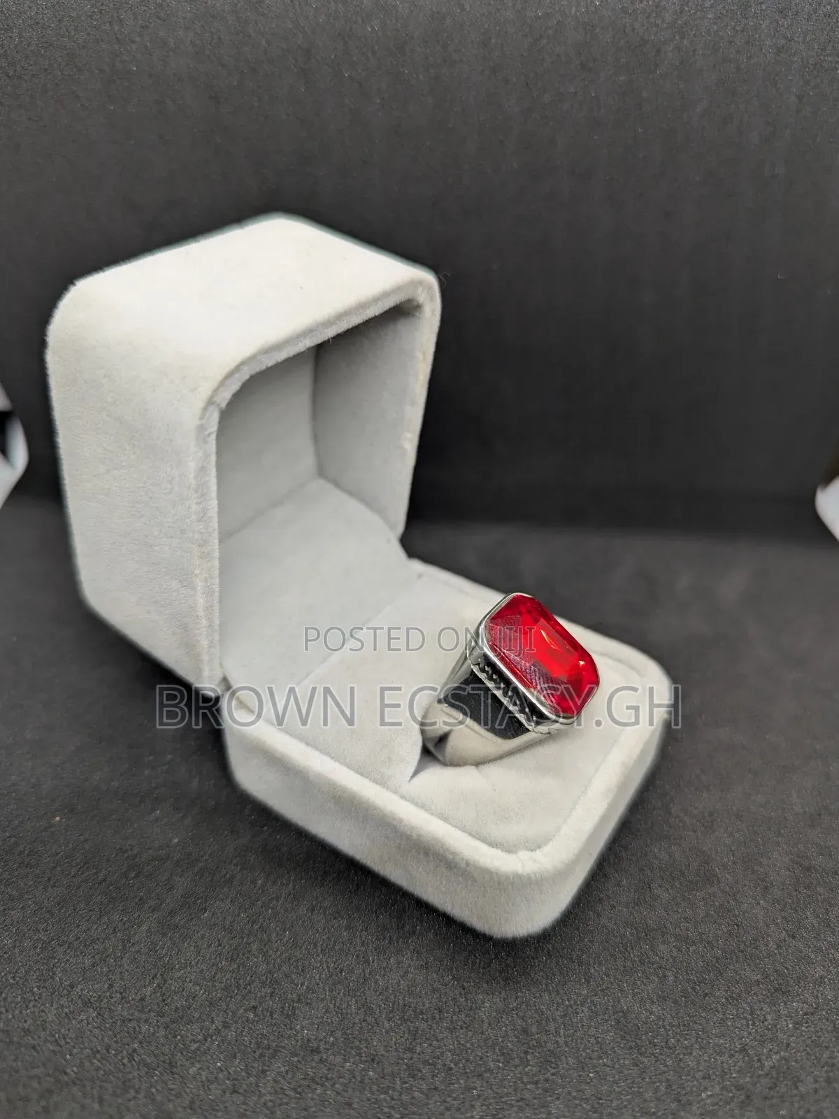 Red Garnet Stone Signet Rings