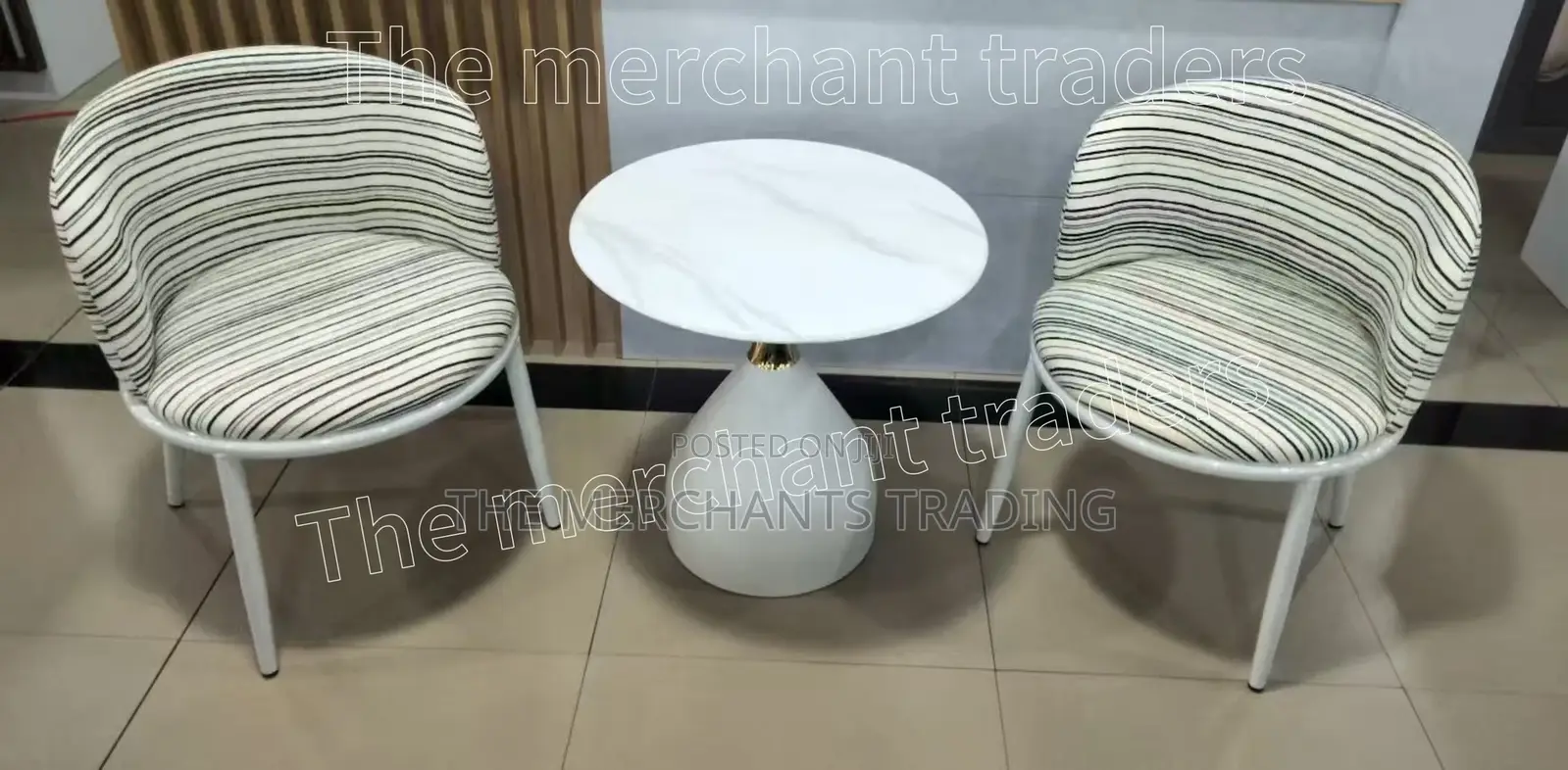 Two Set Leather Couch Chairs With Glass Table.