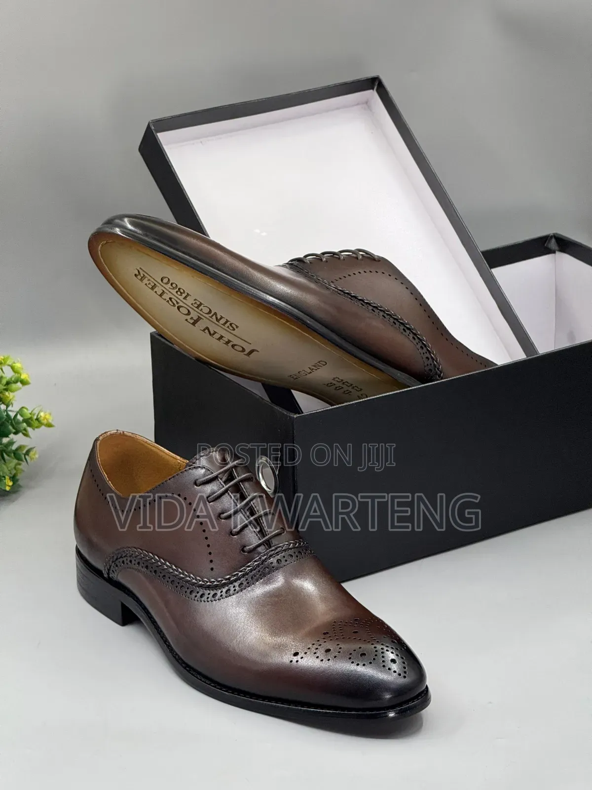 High Quality Coffee Brown Leather Lace Up Shoes From John Foster