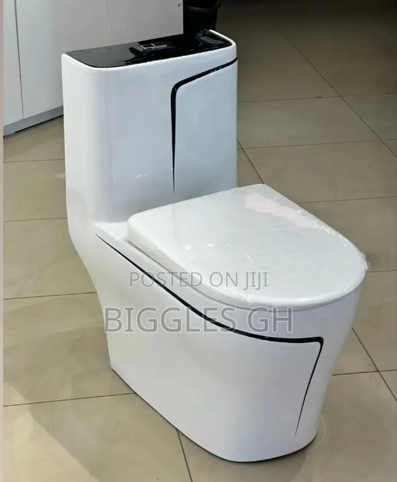 White and Gold Designed Wc