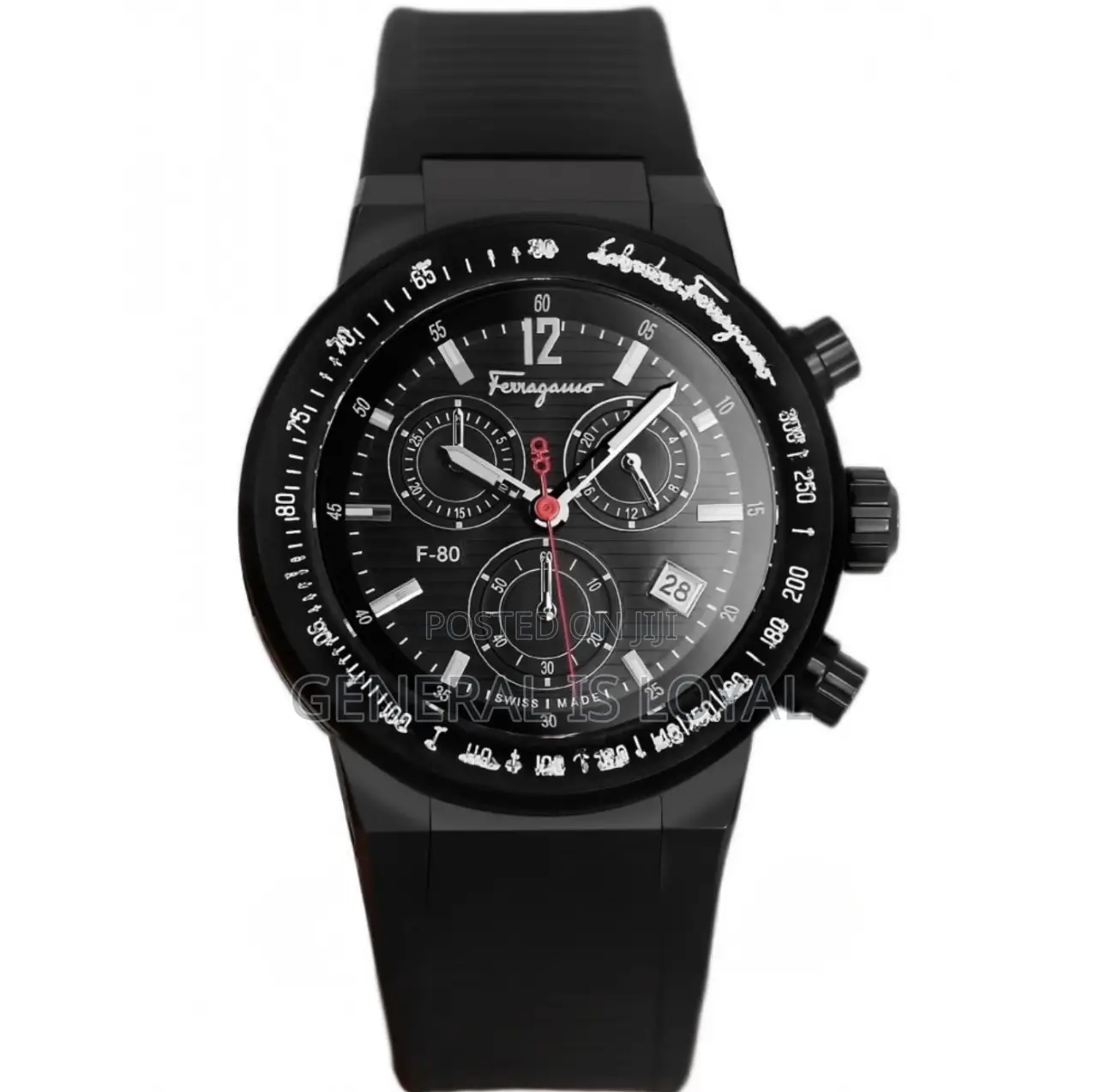 Salvatore Ferragamo F-80 Chronograph Watch All Black