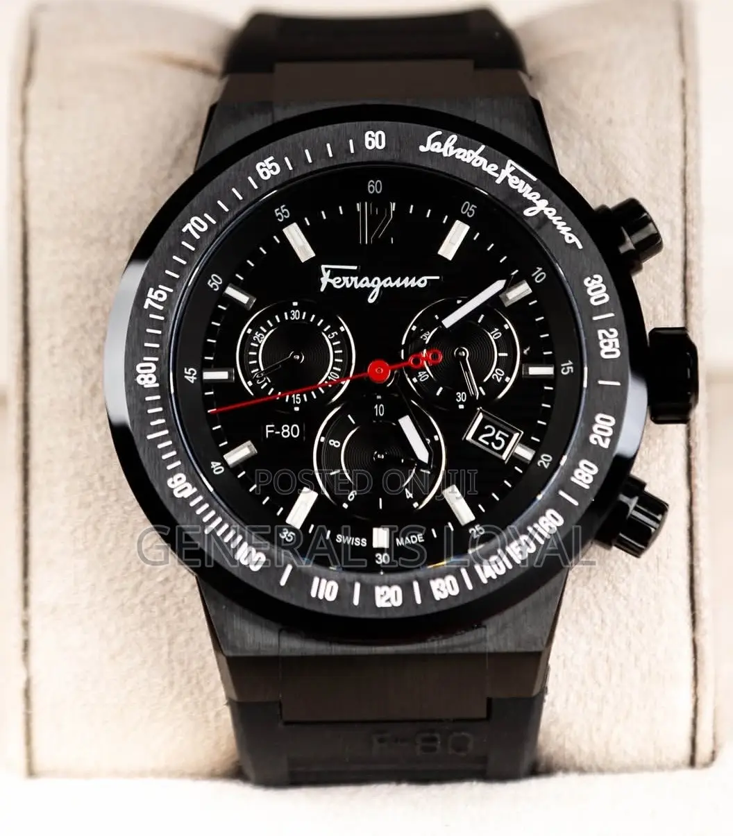 Salvatore Ferragamo F-80 Chronograph Watch All Black