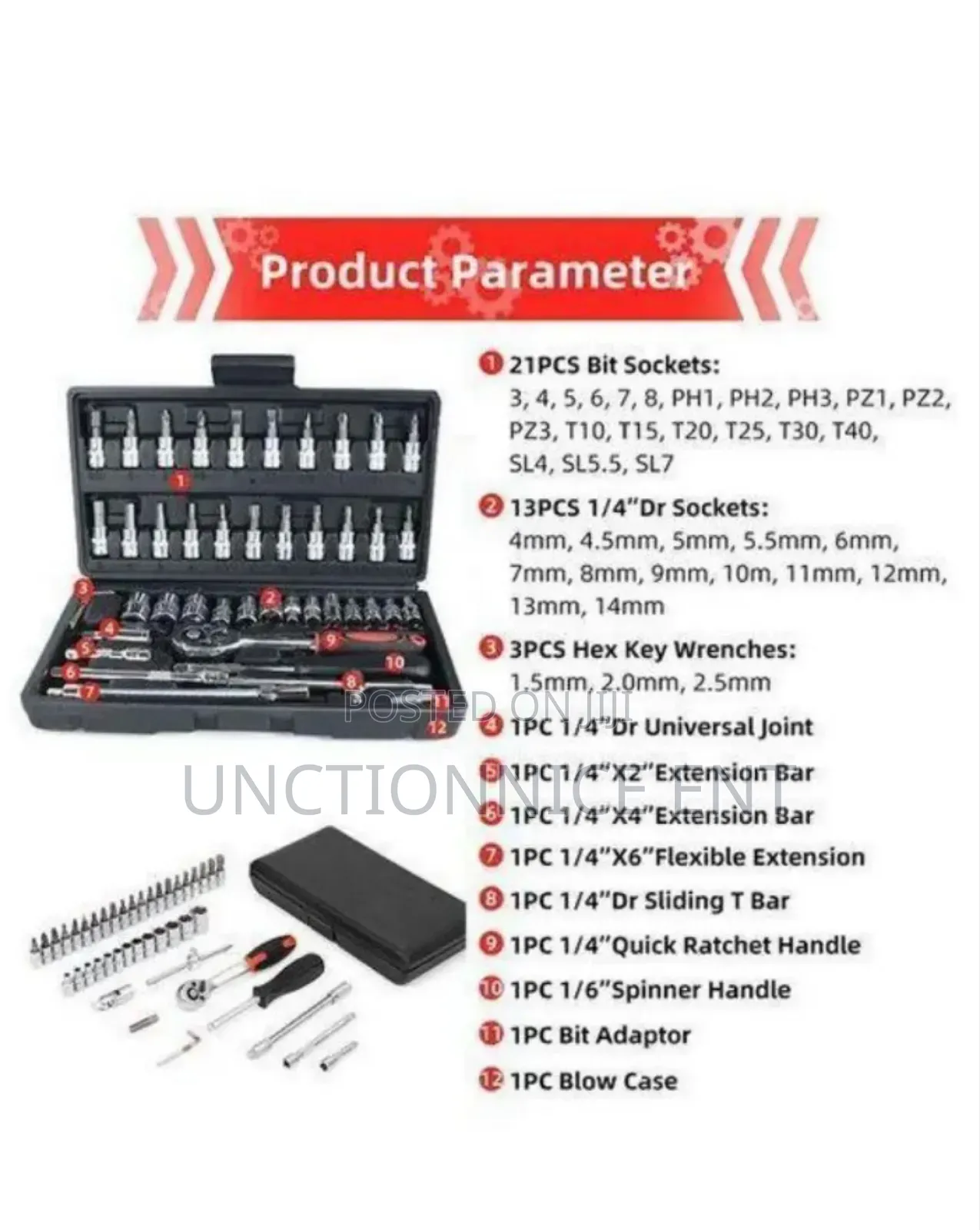 53 in 1 Hand Tools Kit for the House Set of Socket Keystocks