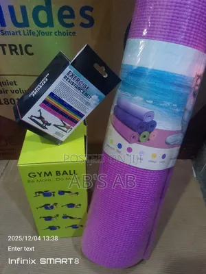 Gym Ball, Yoga Mat With Belt