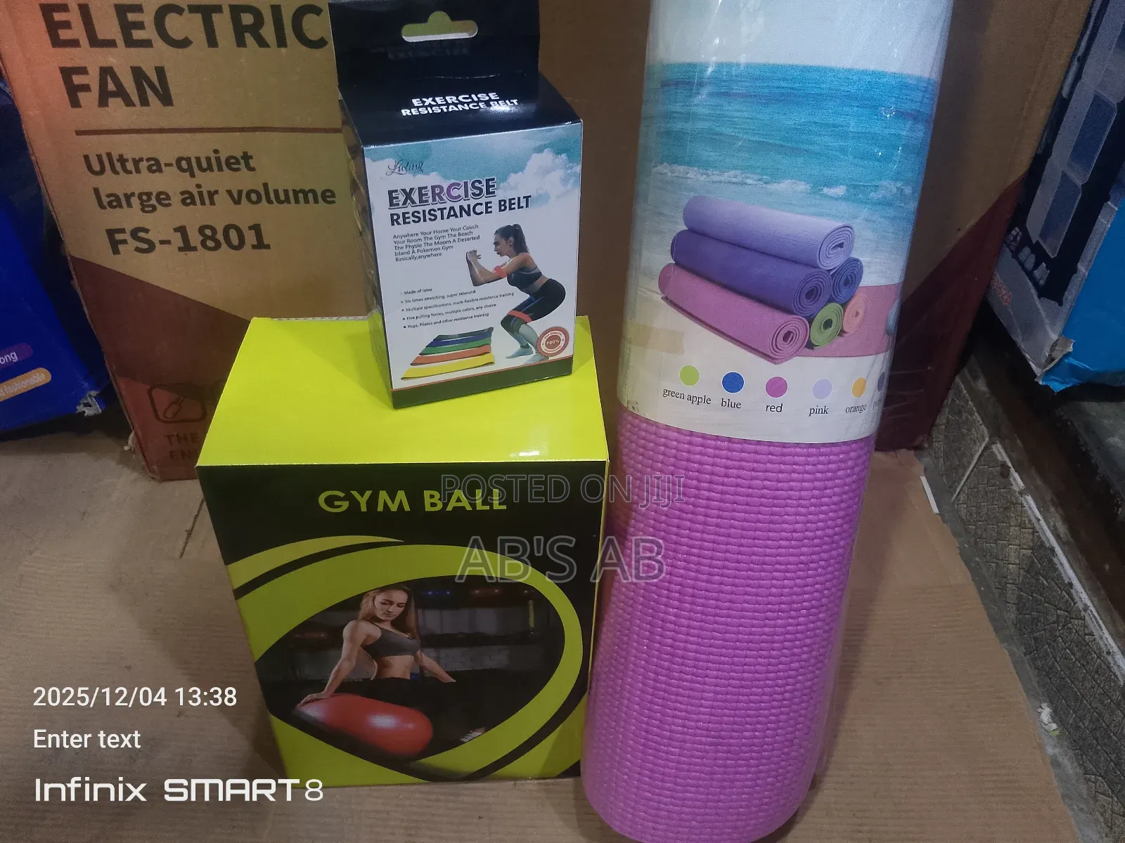 Gym Ball, Yoga Mat With Belt