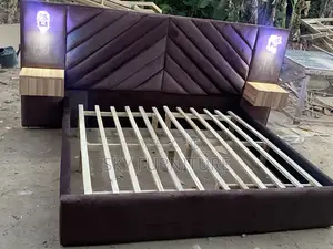 Over Sized King Size Bed Frame With Light and Side Drawers