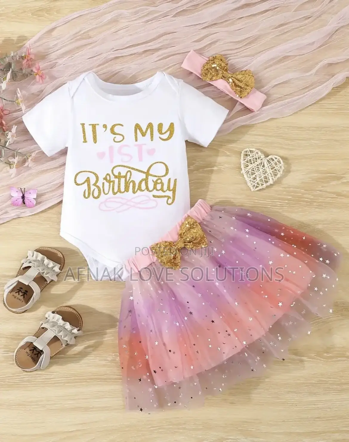 3 Pieces Girls First Birthday Custom