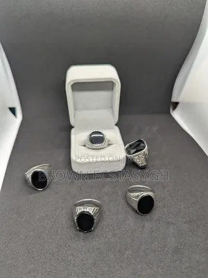 Stainless Steel Black Stone Rings (Swipe for More)