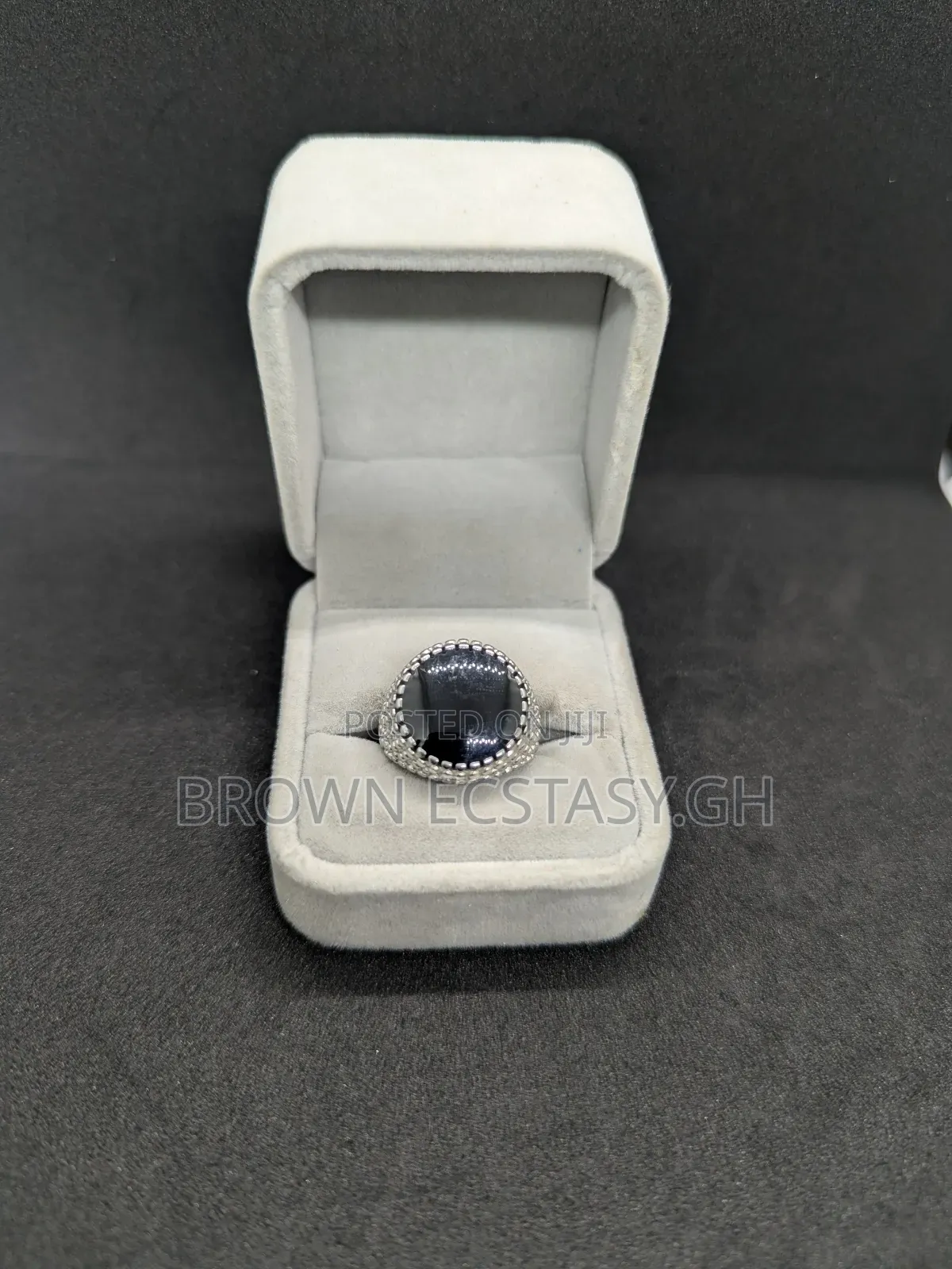 Stainless Steel Black Stone Rings (Swipe for More)