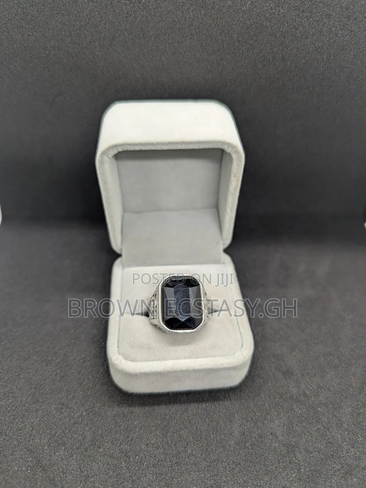 Stainless Steel Black Stone Rings (Swipe for More)