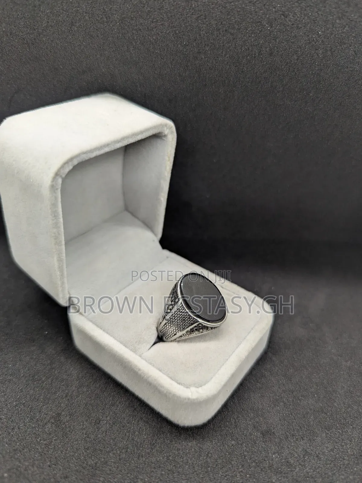 Stainless Steel Black Stone Rings (Swipe for More)