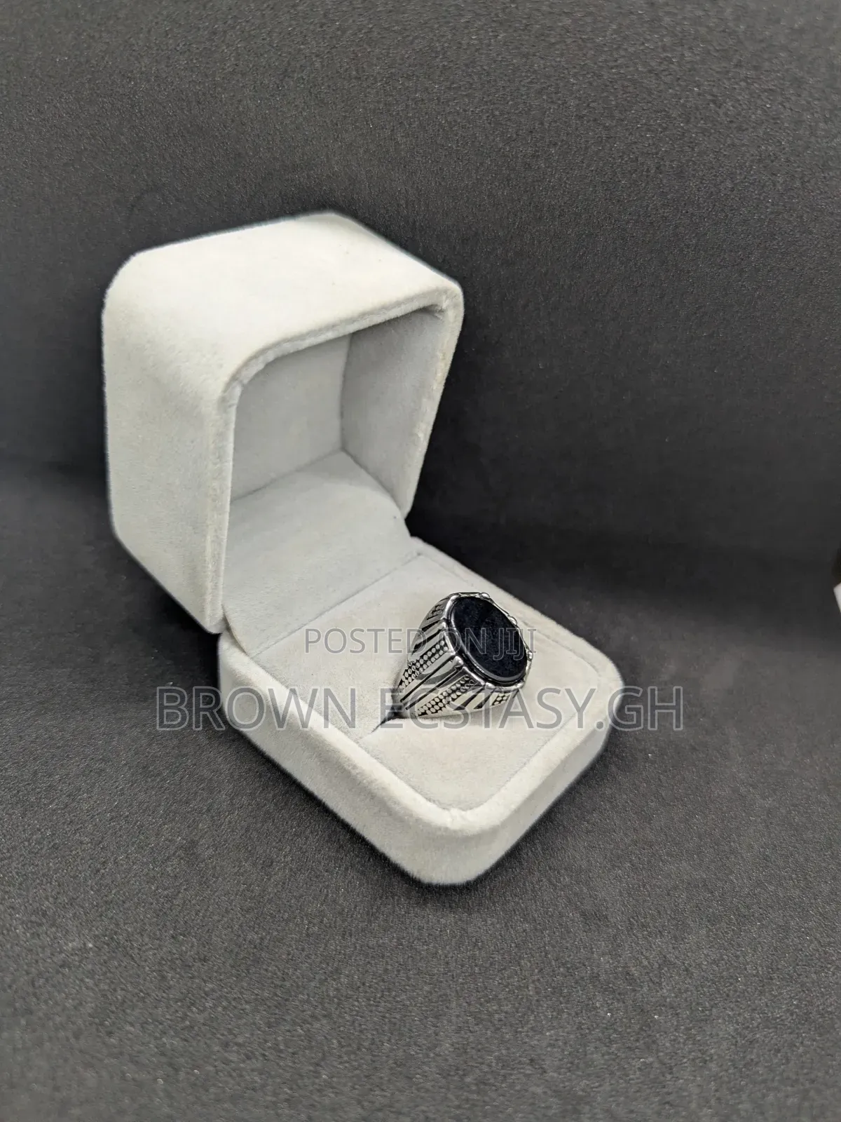 Stainless Steel Black Stone Rings (Swipe for More)