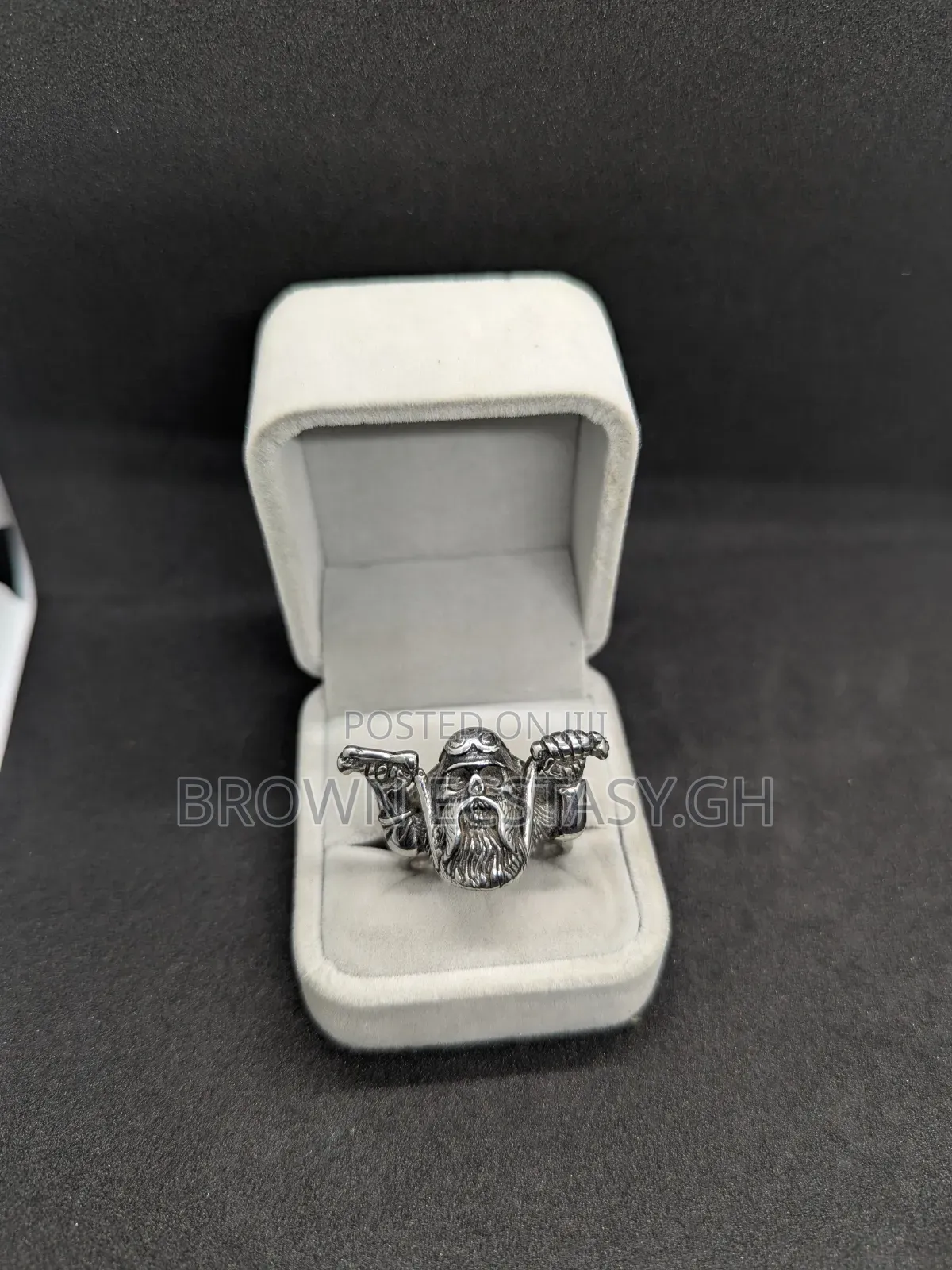 Bearded Biker Skull Ring