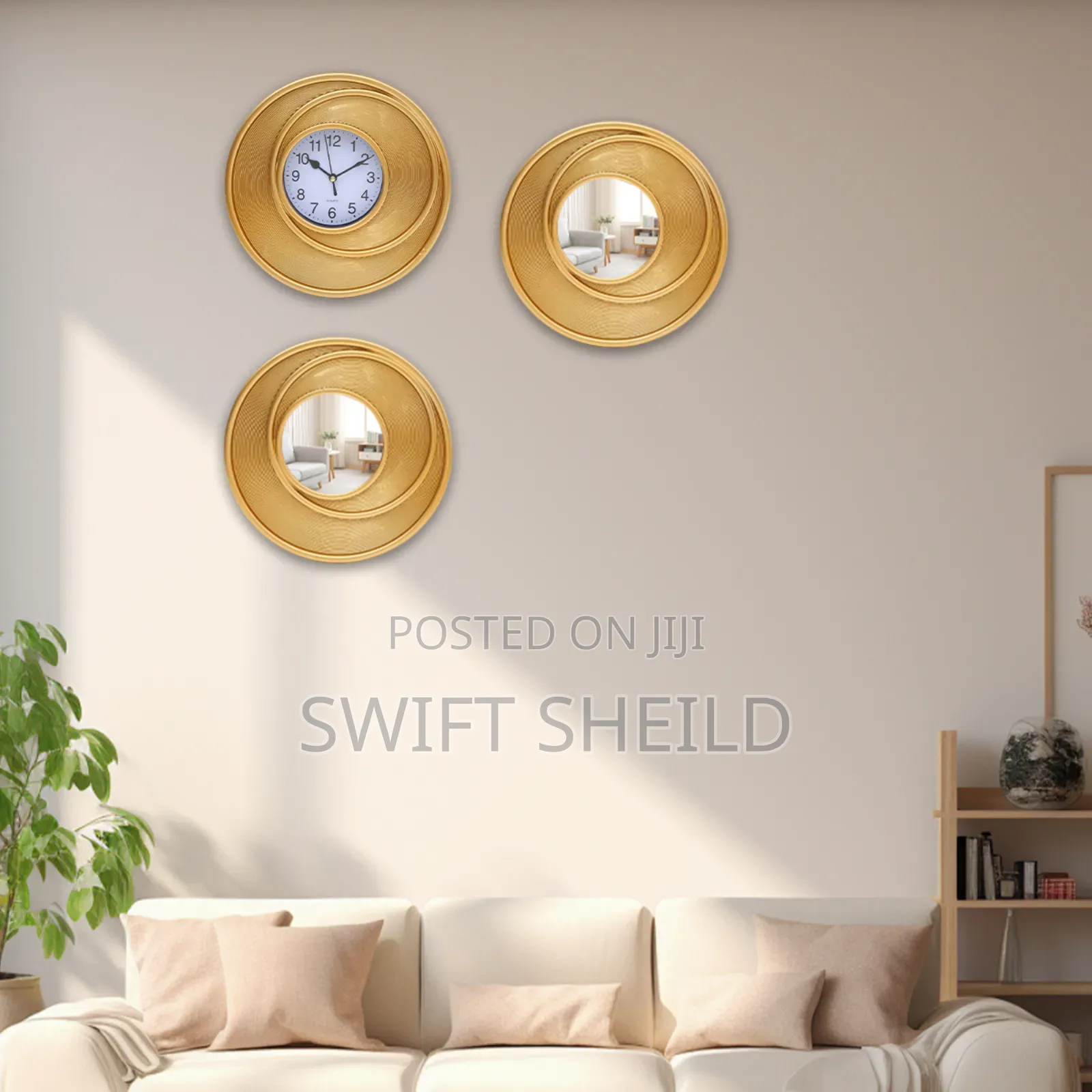 3 Set Mirror and Clock for Decor