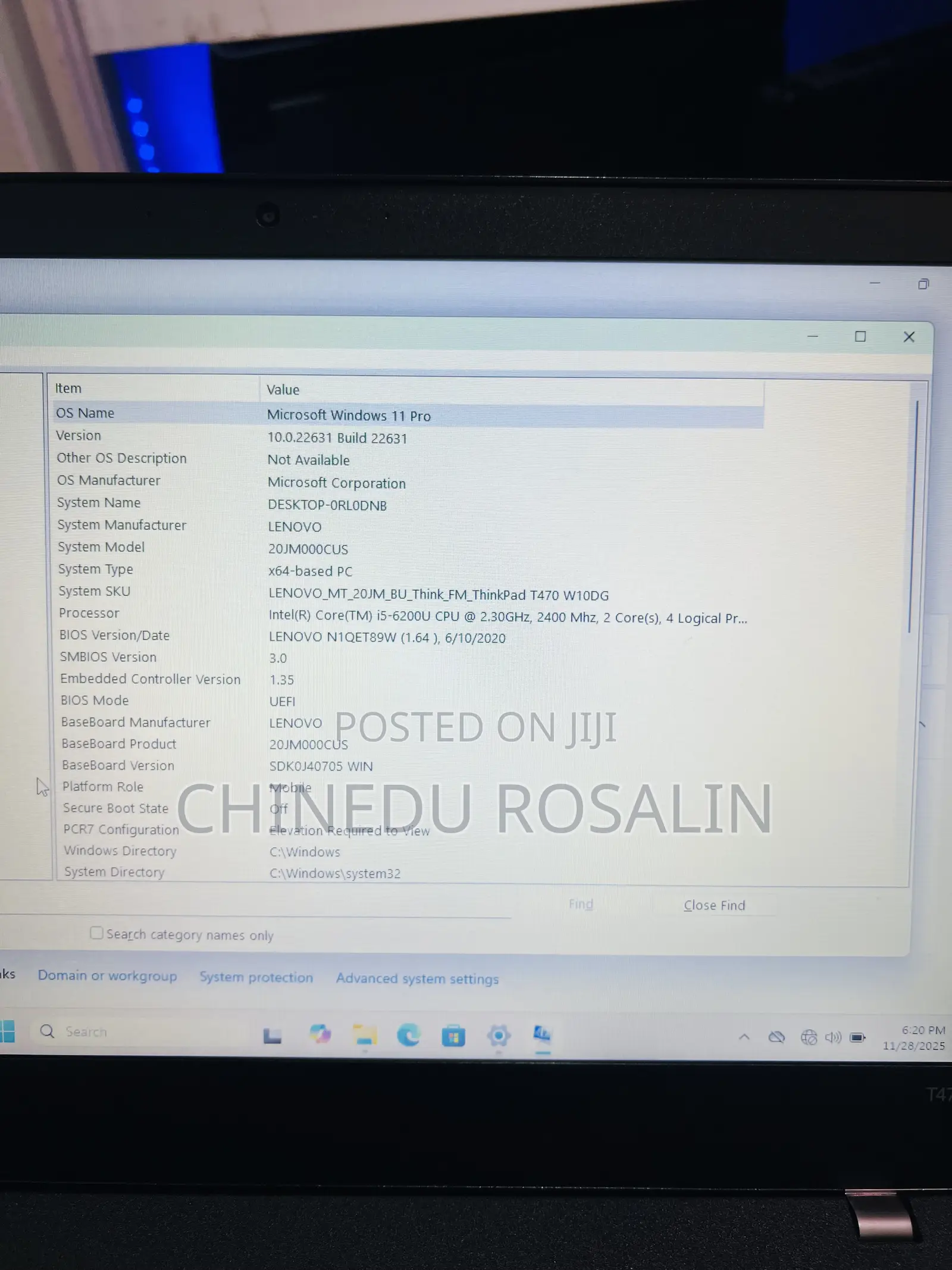 Laptop Lenovo ThinkPad T470 8GB Intel Core I5 SSD 256GB