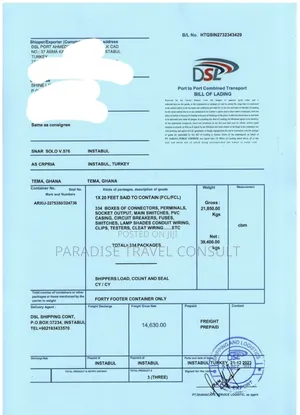 Bill of Lading Tema Port