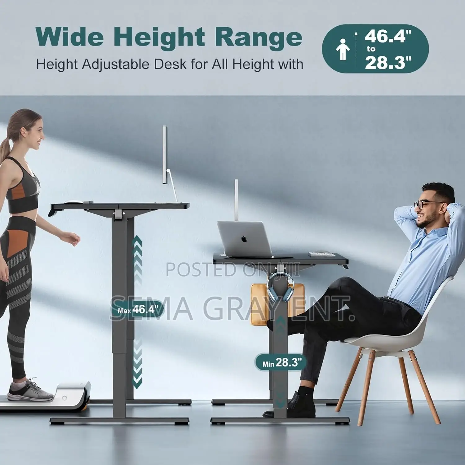 Electric Height Adjustable Computer Desk for Home Office