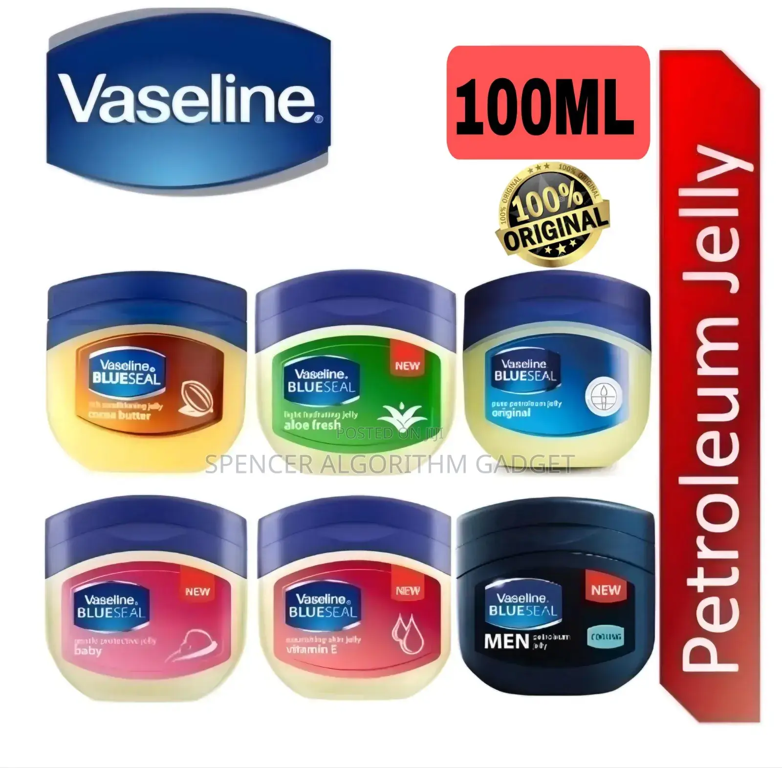 Vaseline Blueseal Aloe/Vitamin E/ Cocoa Jelly-100ml(25gh)/450ml(60gh)