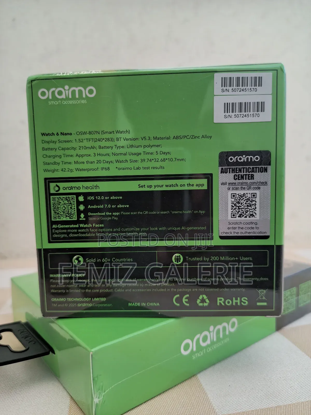 Oraimo Watch 6 Nano 1.52" TFT Full Touch Smart Watch