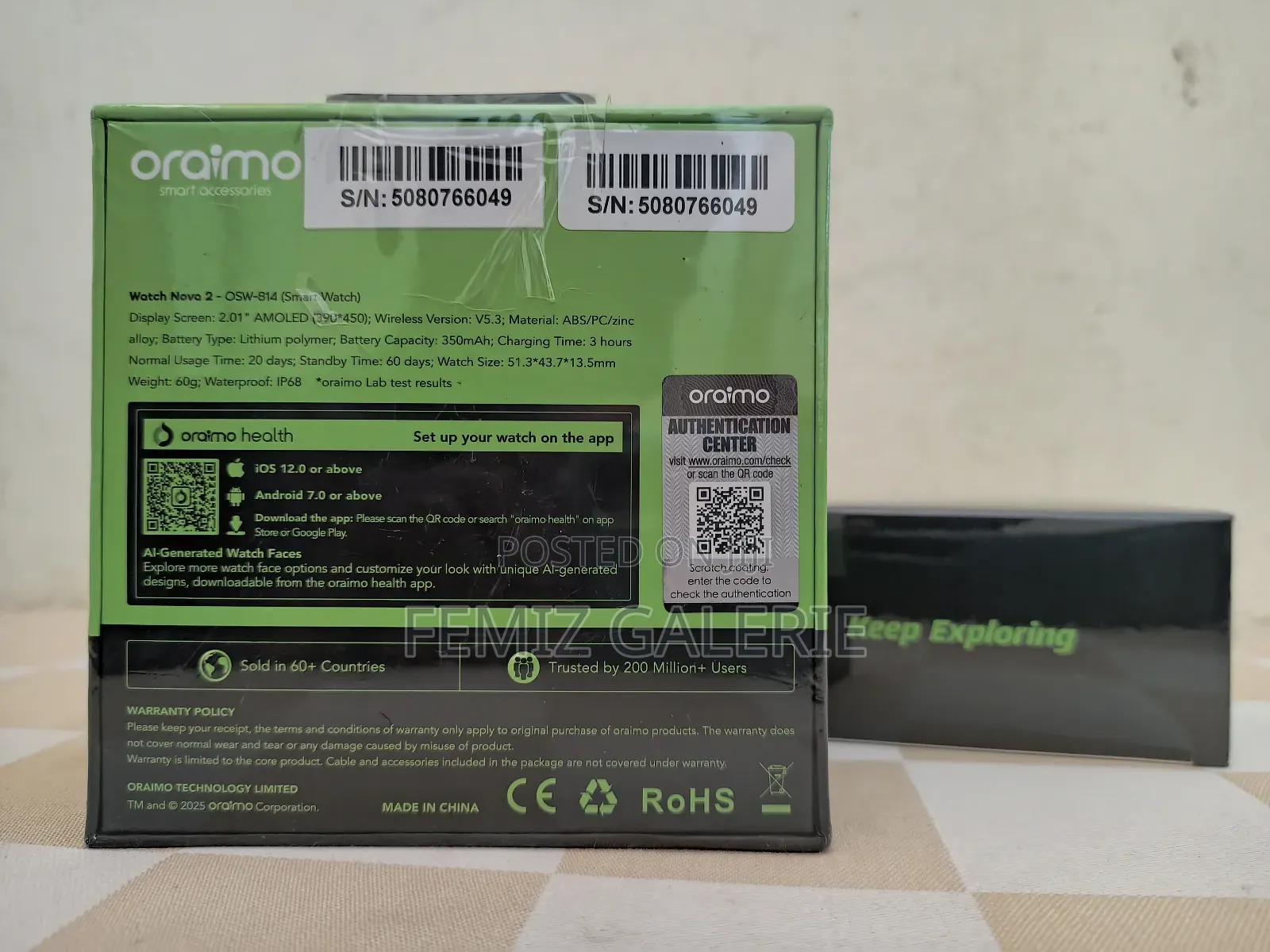 Oraimo Watch Nova 2 2.01" Amoled Ip68 Curved Touchscreen Smart Watch