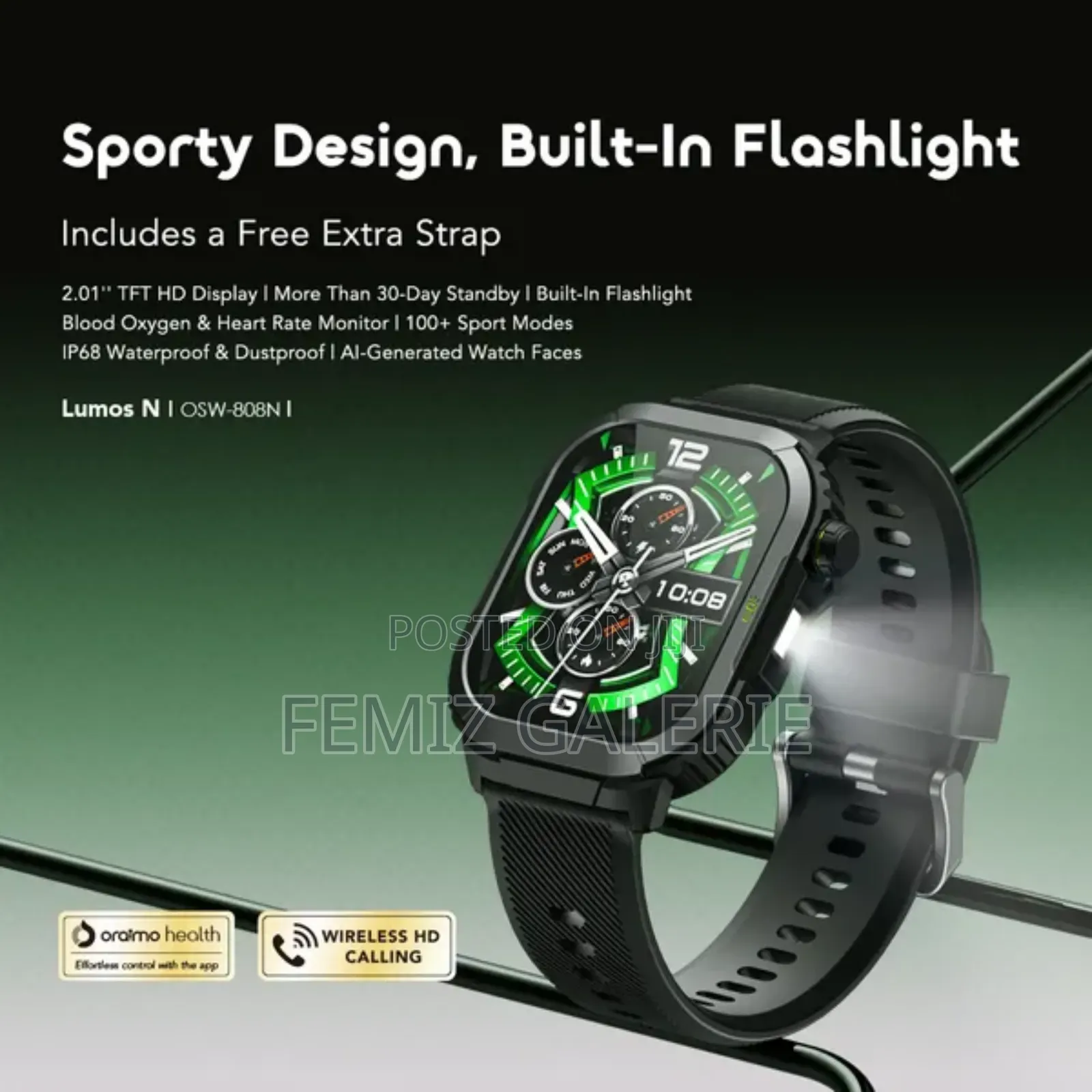 Oraimo Watch Lumos N 2.01'' Hd Display Ip68 Smart Watch